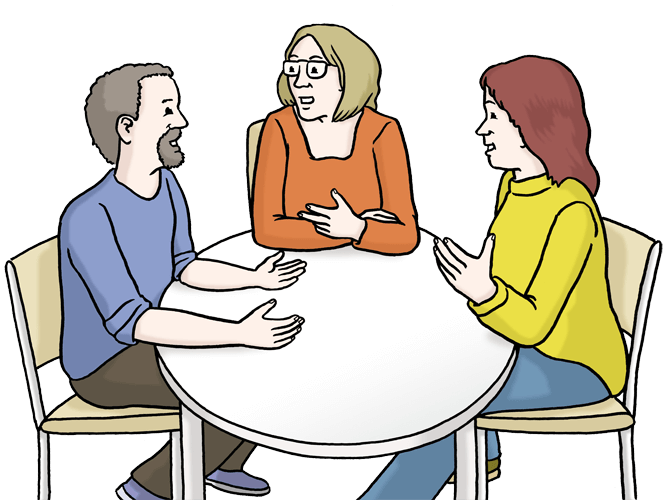 Diskussion Menschen reden am Tisch